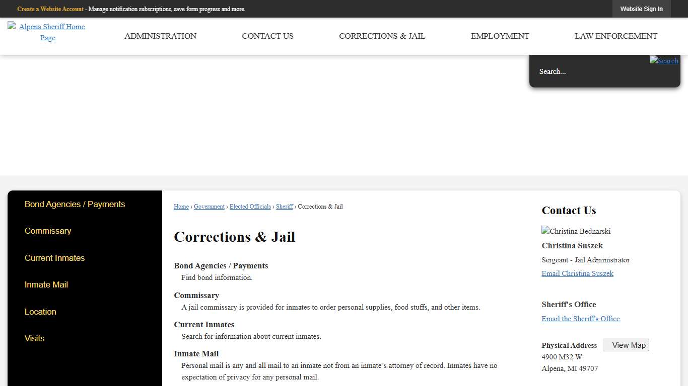 Corrections & Jail | Alpena County, MI