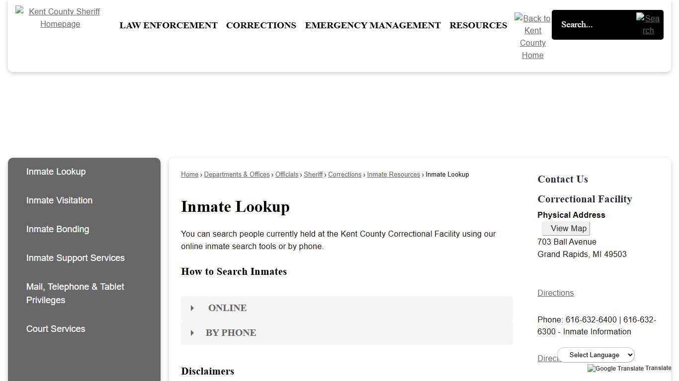 Inmate Lookup | Kent County, MI
